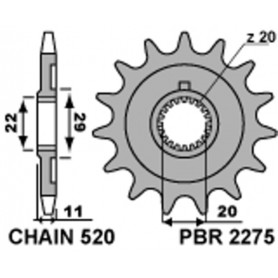 Pignon PBR acier standard 2275 - 520