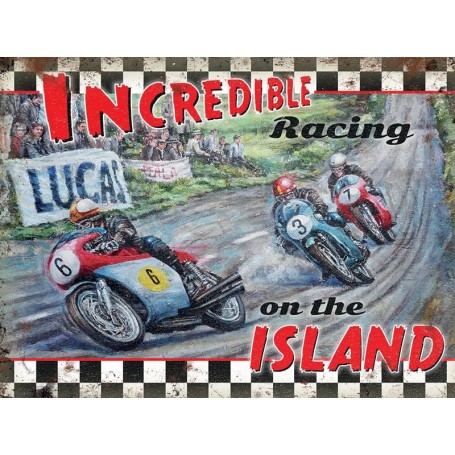 Plaque Métal A 40 x 30 cm Incredible Racing On The Island LES COLLECTIONS RETRO